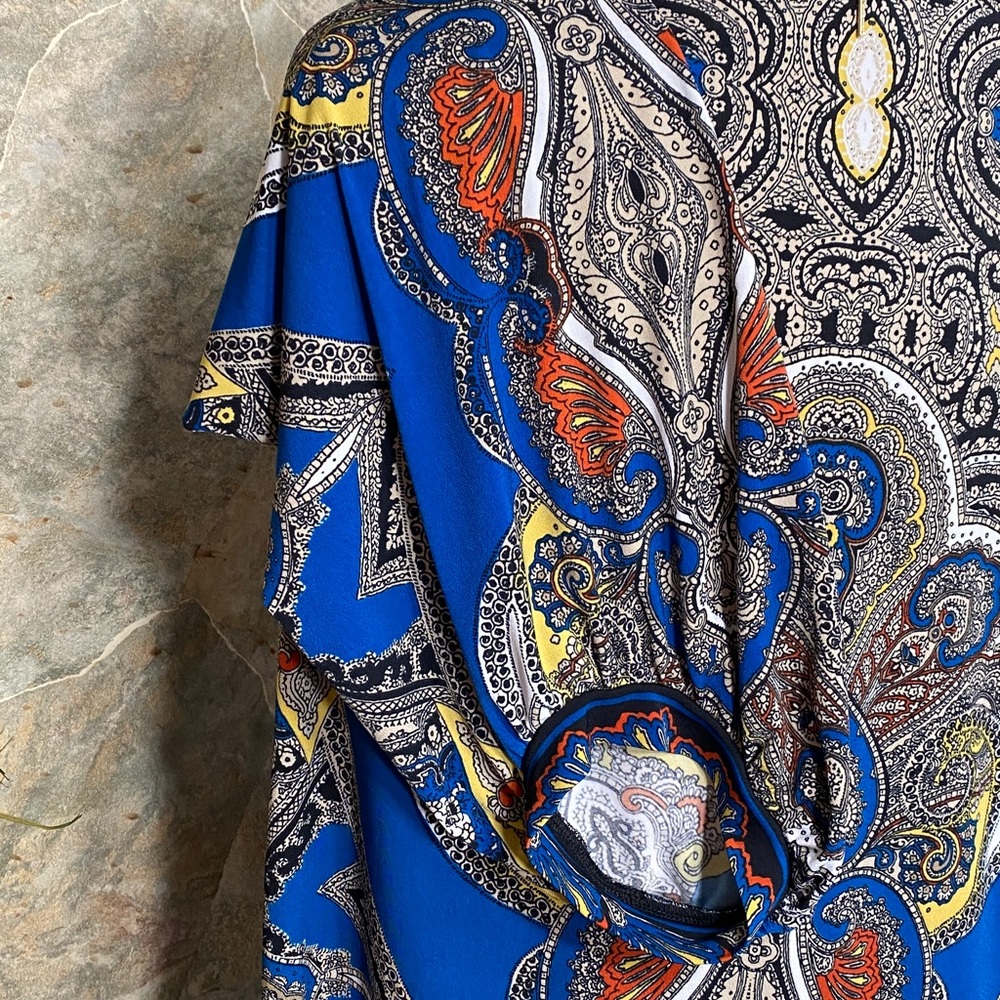 Alani shirt top blouse tunic colorful vibrant paisley stretch extra sleeves XL - Picture 10 of 11